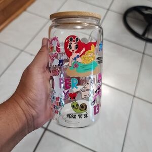 Glass 16oz Libby cup New with lid and straw